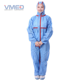 Wegwerp Blauwe SMS Overall Met Rode Strips